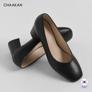 CHAAKAN [นำเข้าเกาหลี 100%] Begin Square Pumps รองเท้าคัทชูผู้หญิง ส้นบล็อก 6ซม. เดินมั่นคง ใส่ทำงาน ยืนนานไม่ปวดเท้า
