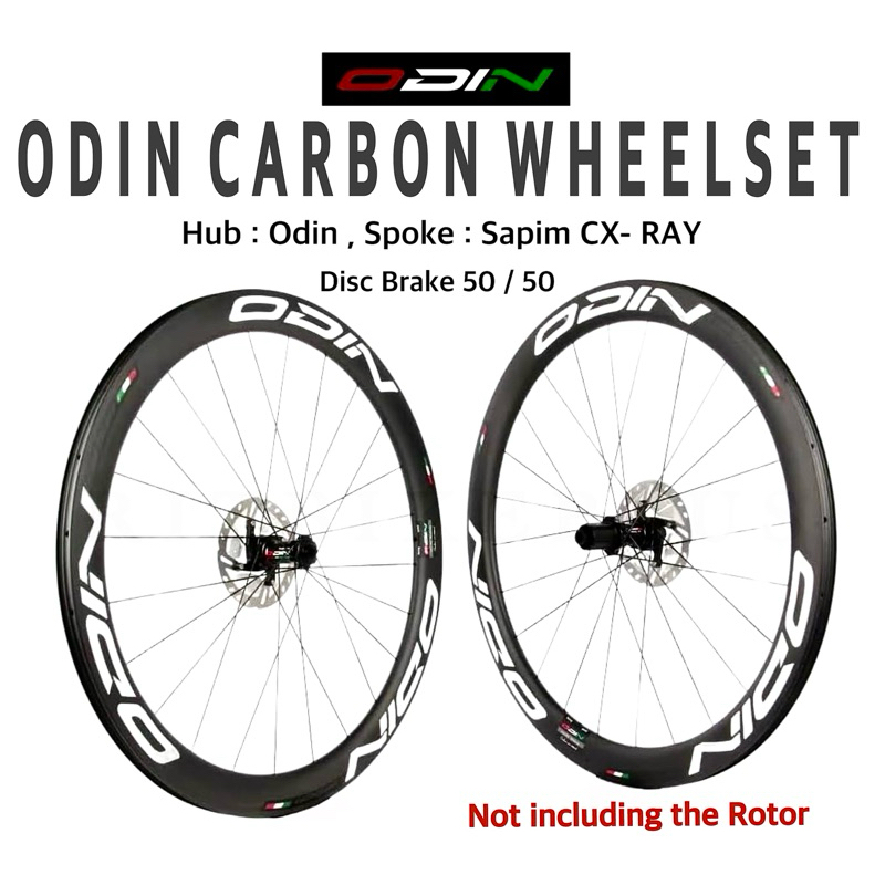 **Clearance Sale** ล้อเสือหมอบคาร์บอน ODIN รุ่น Odin DiscBrake คาร์บอน 50/50 ซี่ลวด Sapim CX-RAY (มี