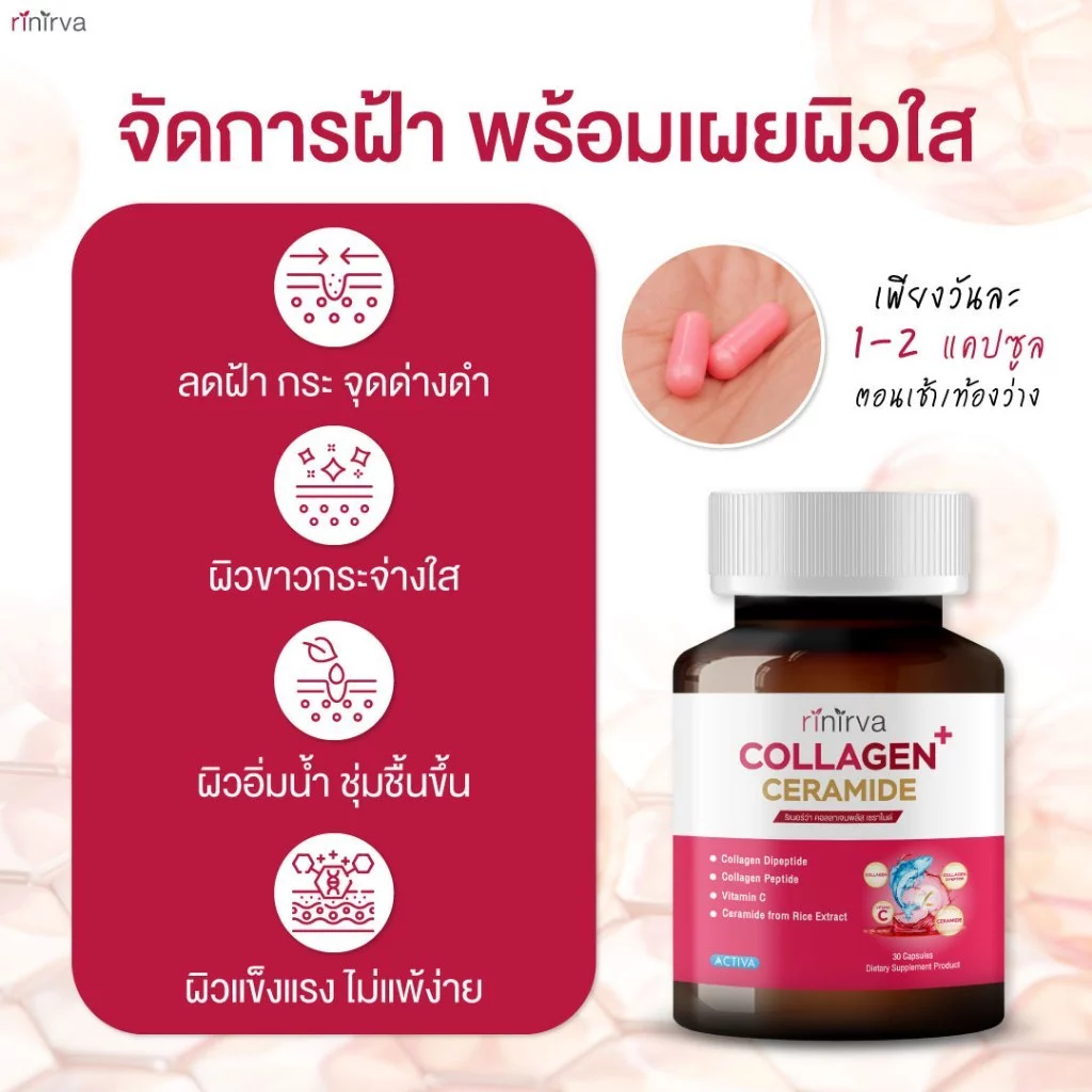 Rinirva Collagen+Ceramide ริเนอร์ว่าคอลลาเจน บำรุงผิวขาวใส มุสลิมทานได้ 4 กระปุก thumbnail 9