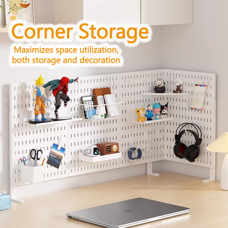 GooBoo เพ็กบอร์ด บอร์ดรูพลาสติก DIY Pegboard Desktop สำหรับจัดเก็บของพร้อมชุดติดตั้ง ตัวจัดโต๊ะเล่นเกม