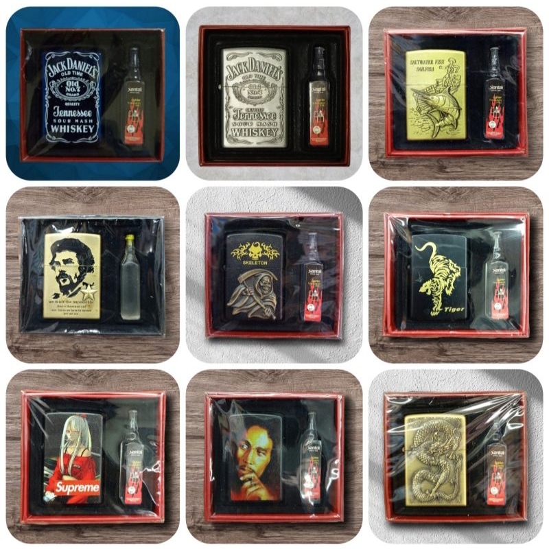 ไฟแช็คน้ำมัน มีหลายลาย อยู่ในกล่องพร้อมน้ำมัน สินค้าพร้อมจัดส่ง ขบง