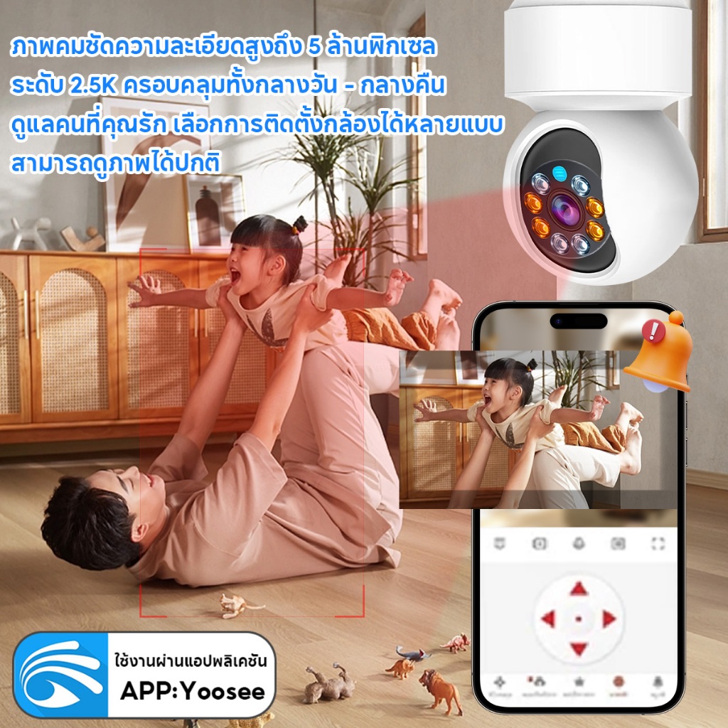 Mdudu กล้องวงจรปิดไร้สาย Wi-Fi 6 Camera Full HD 8MP กล้องวงจรปิดหมุนได้ 360° ประกัน 1 ปี
