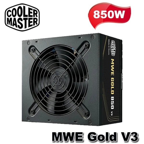 POWER SUPPLY (อุปกรณ์จ่ายไฟ) COOLER MASTER MWE V3 850W ATX 3.1 (80+ GOLD) (ถอดสายไม่ได้) Non-Modular