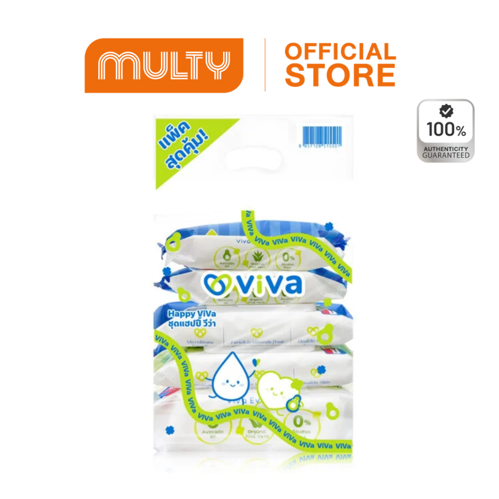 ViVa Set Happy Viva 5 ห่อ ทิชชู่เปียก ชุดแฮปปี้วีว่า