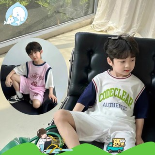 ชุดกีฬาเด็กชาย เสื้อแขนสั้น+กางเกงขาสั้น ชุดบอลสองชิ้น เนื้อผ้าแห้งเร็ว ระบายอากาศดี #231