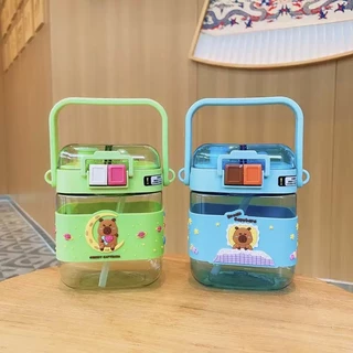 AD159_shop ขวดน้ำ เด็ก กระบอกน้ำ ขนาดพกพา ลายการ์ตูน เปิดได้ 2 ช่อง มีหูจับ พร้อมสายสะพาย กันลื่น