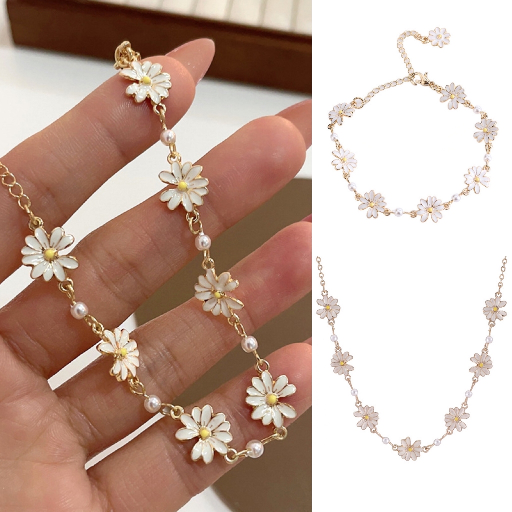 สร้อยคอแฟชั่น สร้อยคอมุก จี้ดอกไม้🌼 ดอกเดซี่ แฟชั่น สไตล์มินิมอล💫 พร้อมส่งจากไทย