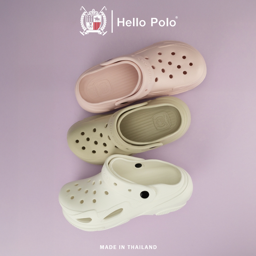 Hello Polo รองเท้าหัวโต รองเท้าแตะผู้หญิง ดีไซน์เรียบง่าย พื้นหนา ทนต่อการสึกหรอ กันลื่น แฟชั่น ลำลอง วัสดุ EVA HP8053