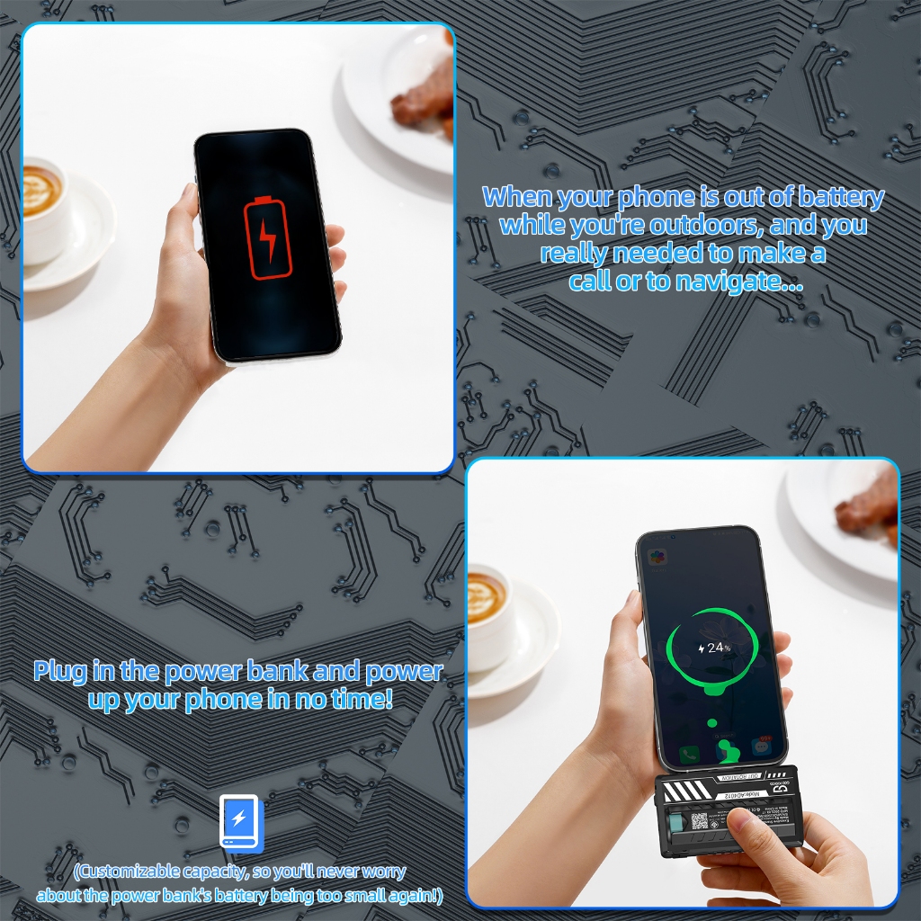 GOOJODOQ Dual Plug - digital Capsule Power Bank Instant Power Swap Mechanical Wind Appearance Design - รูปที่ 5