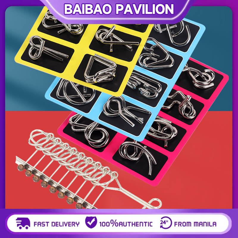 กลเหล็ก ชุดของเล่นหัวเข็มขัดโลหะ ปลดล็อก เสริมพัฒนาการเด็ก 8 ชิ้น Metal puzzle 3 สีให้เลือก