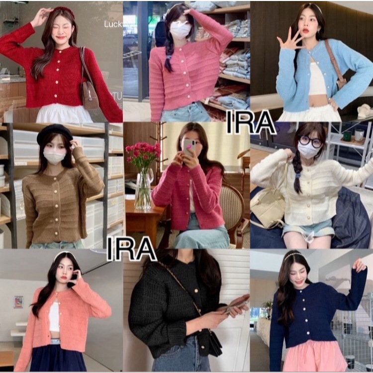 BY IRA (4336-1) Lena Knit Cardigan เสื้อคาร์ดิแกนกันหนาว แขนยาว คอกลม ผ้าถัก สไตล์เกาหลี สําหรับผู้หญิง