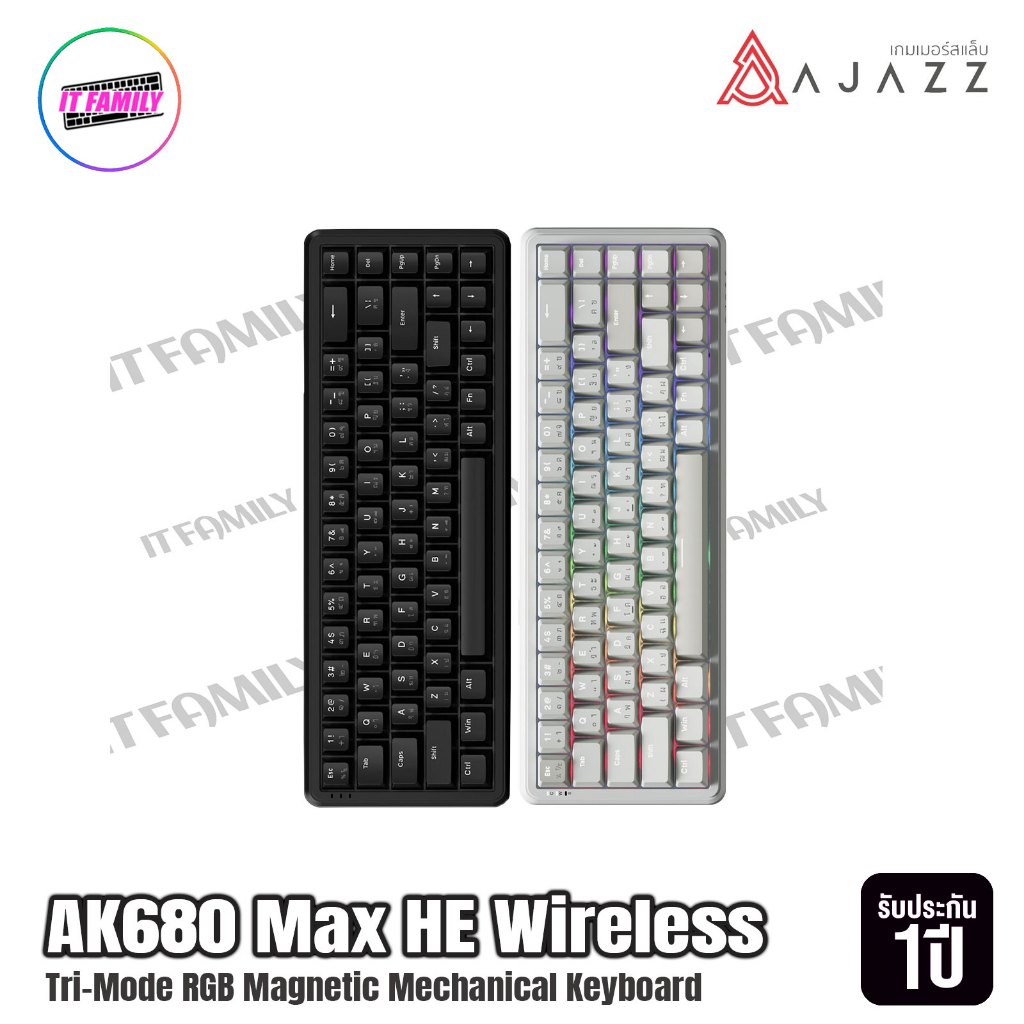 AJAZZ  AK680 Max HE Wireless 1+1K Tri-Mode RGB Magnetic Switch Mechanical Keyboard รับประกัน 1 ปี