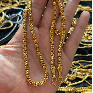 ยูสร้อยพระ สร้อยลายผ่าหวายหัวจรวด หนา 4.5 และ 5.5 มิล สแตนเลสทองเลเซอร์ ไม่ลอก ไม่ดำ