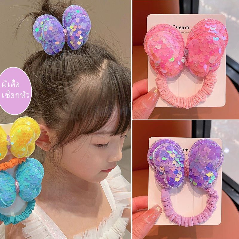 สาวเลื่อมโบว์เชือกผมยืดหยุ่นดีน่ารักหวานเวอร์ชั่นเกาหลีแฟชั่นหางม้าสูง, หัวลูกชิ้นสีชมพู - สีม่วง