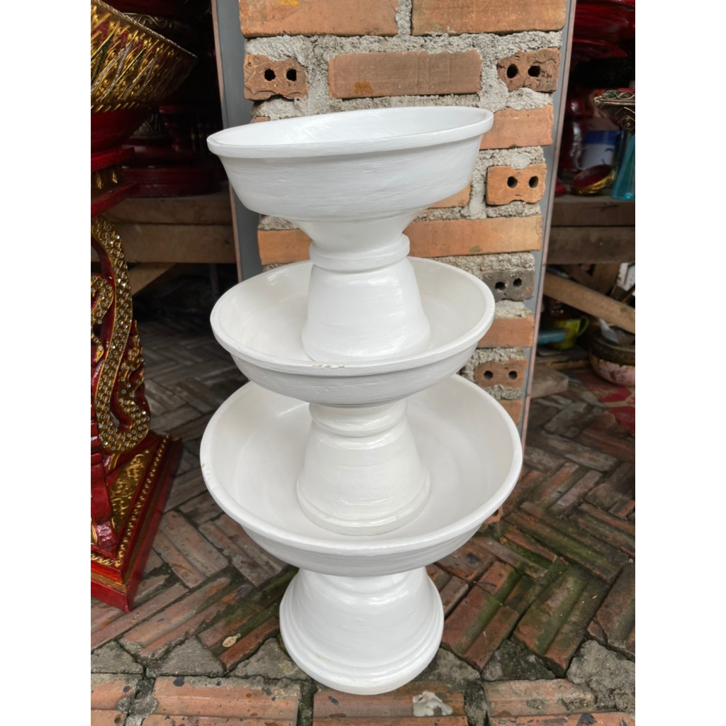 พาน พานไม้ไผ่  สีขาว ขนาด  7 8 9 10 12   นิ้ว  พานขาว   พานขันบัว บายศรี ไหว้ครู พานงานบวช พานขันหมาก - รูปที่ 4