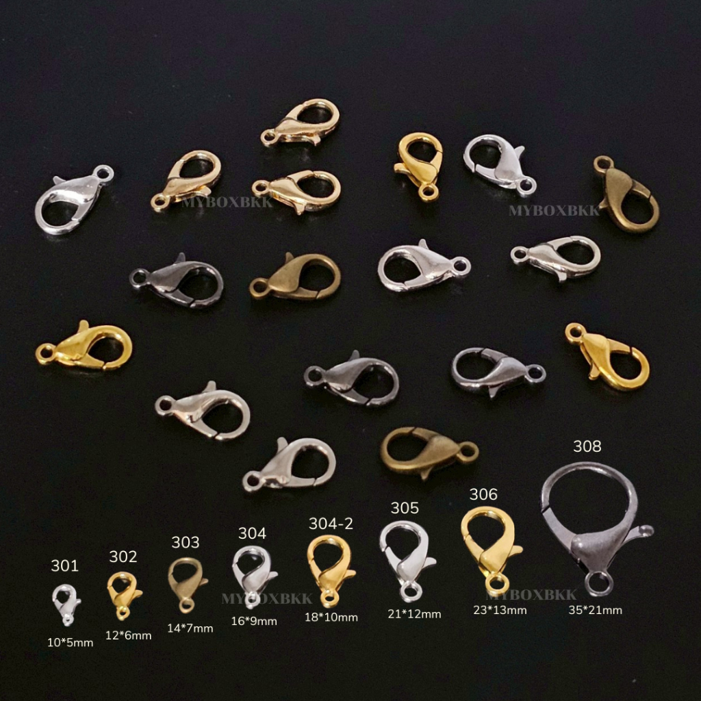 ตะขอก้ามปู ตกแต่งสร้อย แพ็ค50ชิ้น ขายส่งมีทุกขนาดพร้อมส่ง