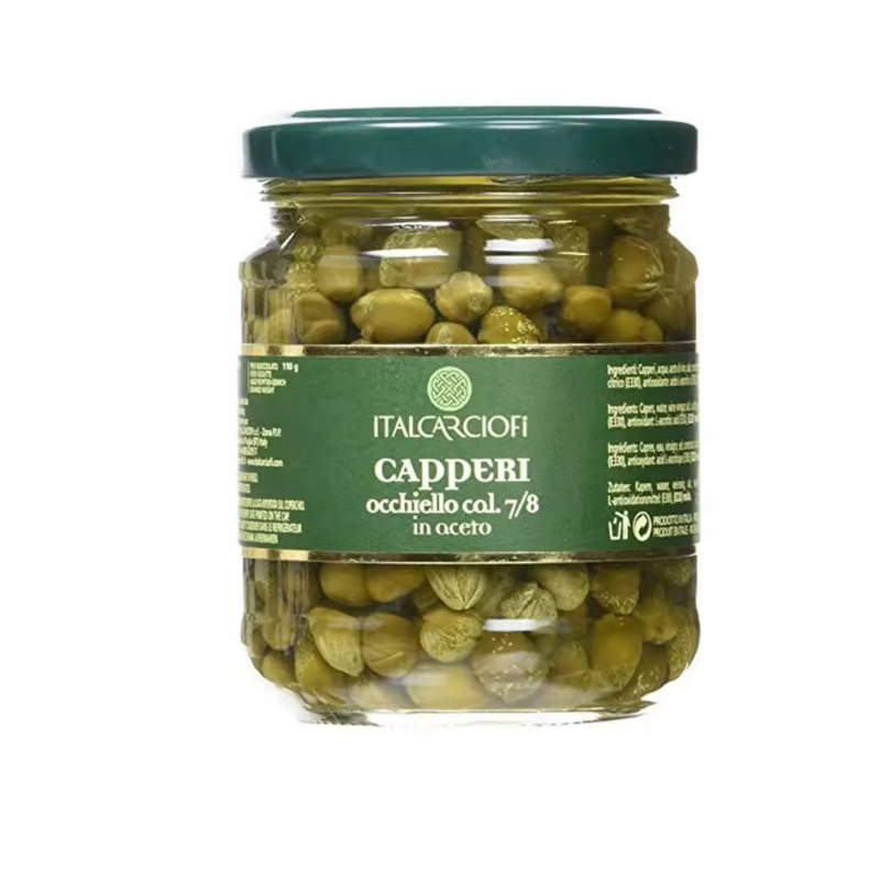 เคเปอร์ในน้ำส้มสายชู ขนาด 212ML."ITALCARCIOFI" CAPERS IN VINEGAR 212ML/BOTTLE