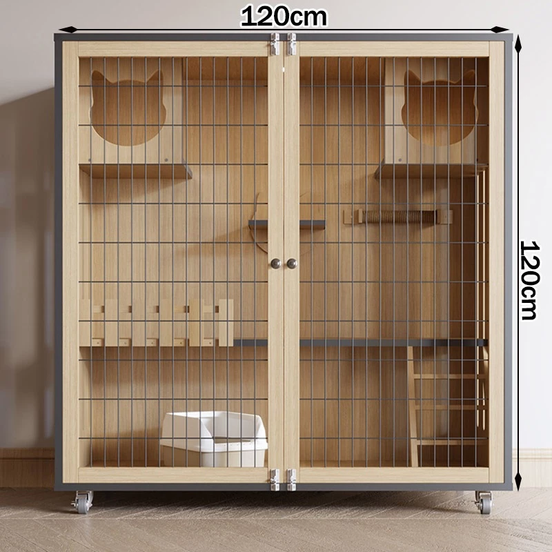 😺 สินค้าอยู่ในไทย พร้อมส่ง 🐱 กรงแมว กรงขังแมว มีแสงสว่าง Pet Cage วิลล่าแมวไม้ กรงเเมวอพาร์ทเมนต์แมวไม้เนื้อแข็ง บ้านแมว thumbnail 3