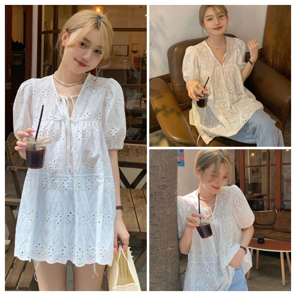 เสื้อลูกไม้อวีผู้หญิง สไตล์เกาหลี lady women clothing