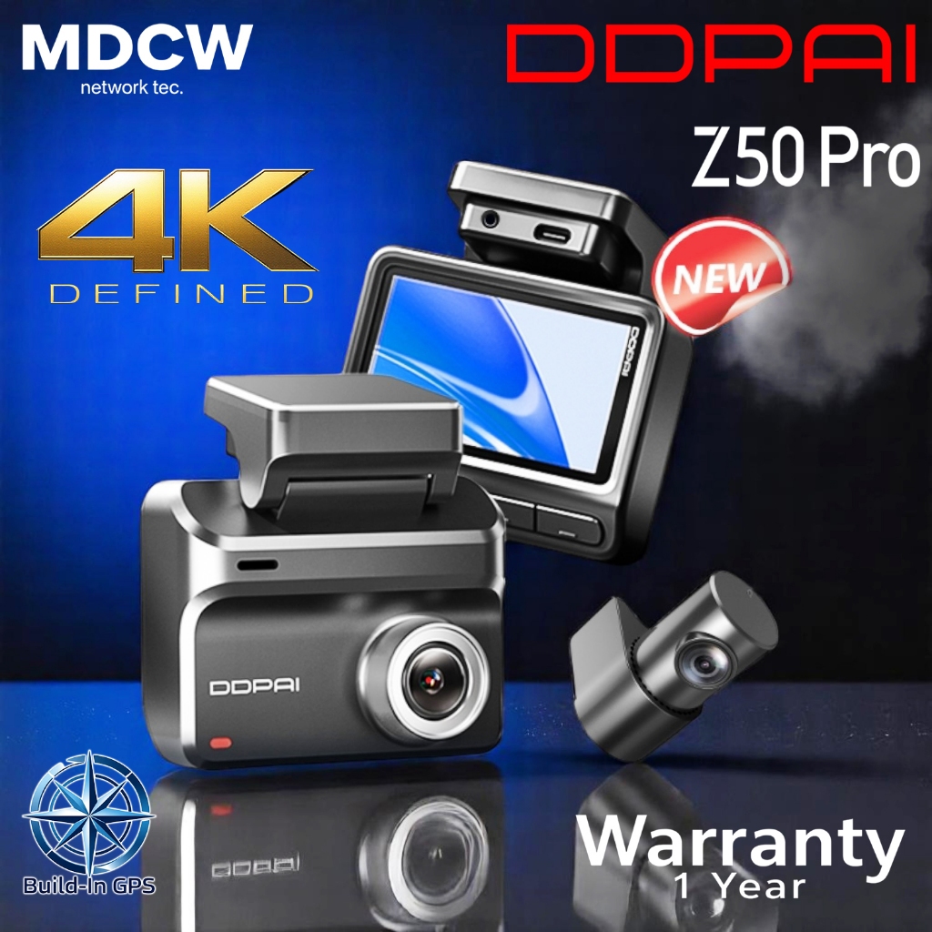 กล้องติดรถยนต์ DDPAI Z50 Pro GPS 4K หน้าหลัง ADAS 2.0 อัจฉริยะ รองรับ 512GB Wi-Fi ดูผ่านมือถือ (รับป