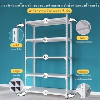 ชั้นวาง ชั้นวางเหล็ก ชั้นวางของ Warehouse Shelf สีขาว/ดำ มีขนาด 3/4/5/6 ชั้น ความสูง 120/180/200 cm