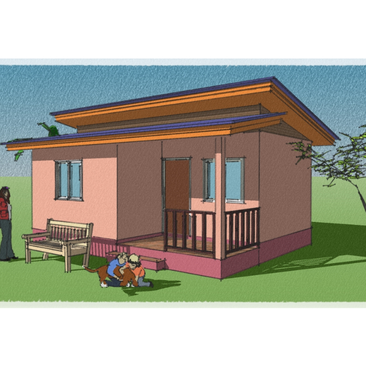 แบบบ้านสวน CWS2-035 (35ตรม.)1 ห้องนอน (โครงสร้าง ไม้,เหล็กและคอนกรีต)
