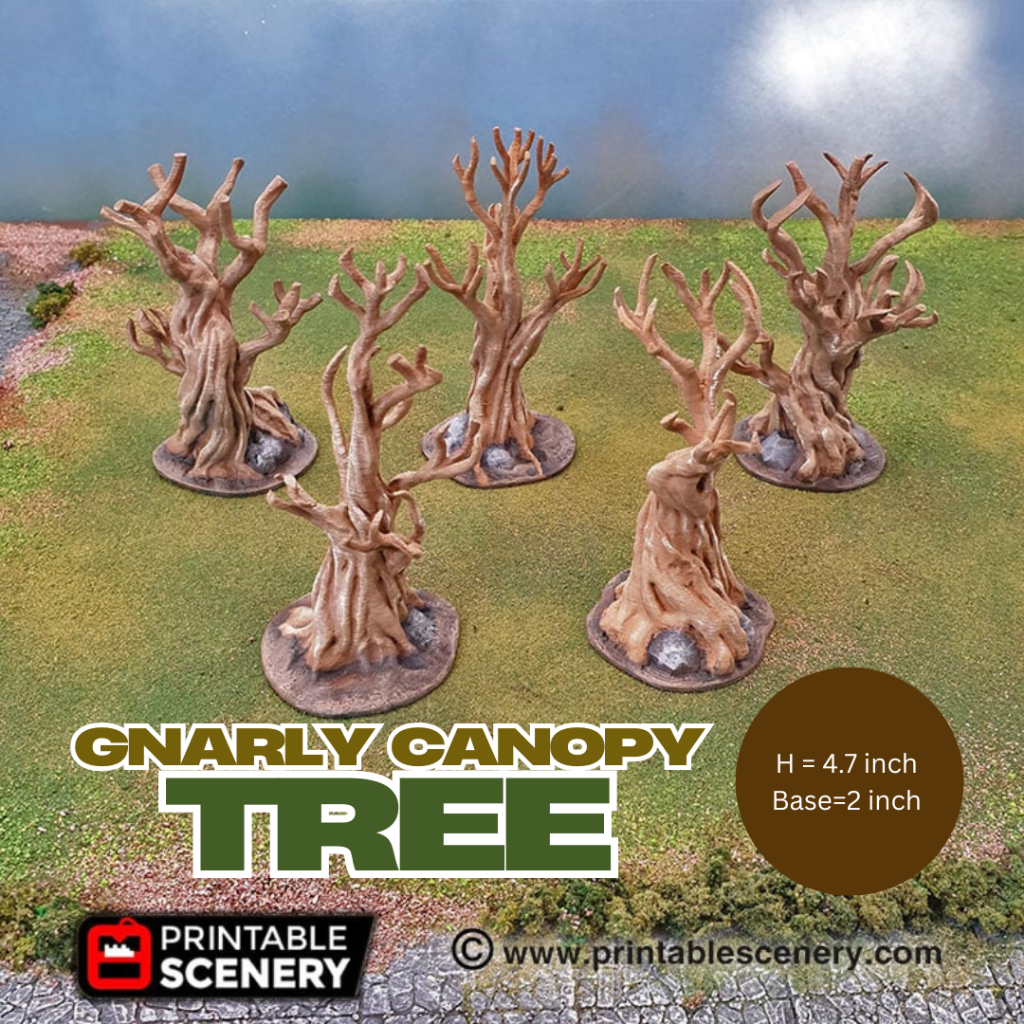 โมเดลประกอบฉาก Gnarly Canopy Tree x5 (งาน PLA สีเทาอ่อน ยังไม่ลงสี) -ใช้เวลาปริ้น 3-5 วันหรือมากกว่าขึ้นอยู่กับคิวปริ้น