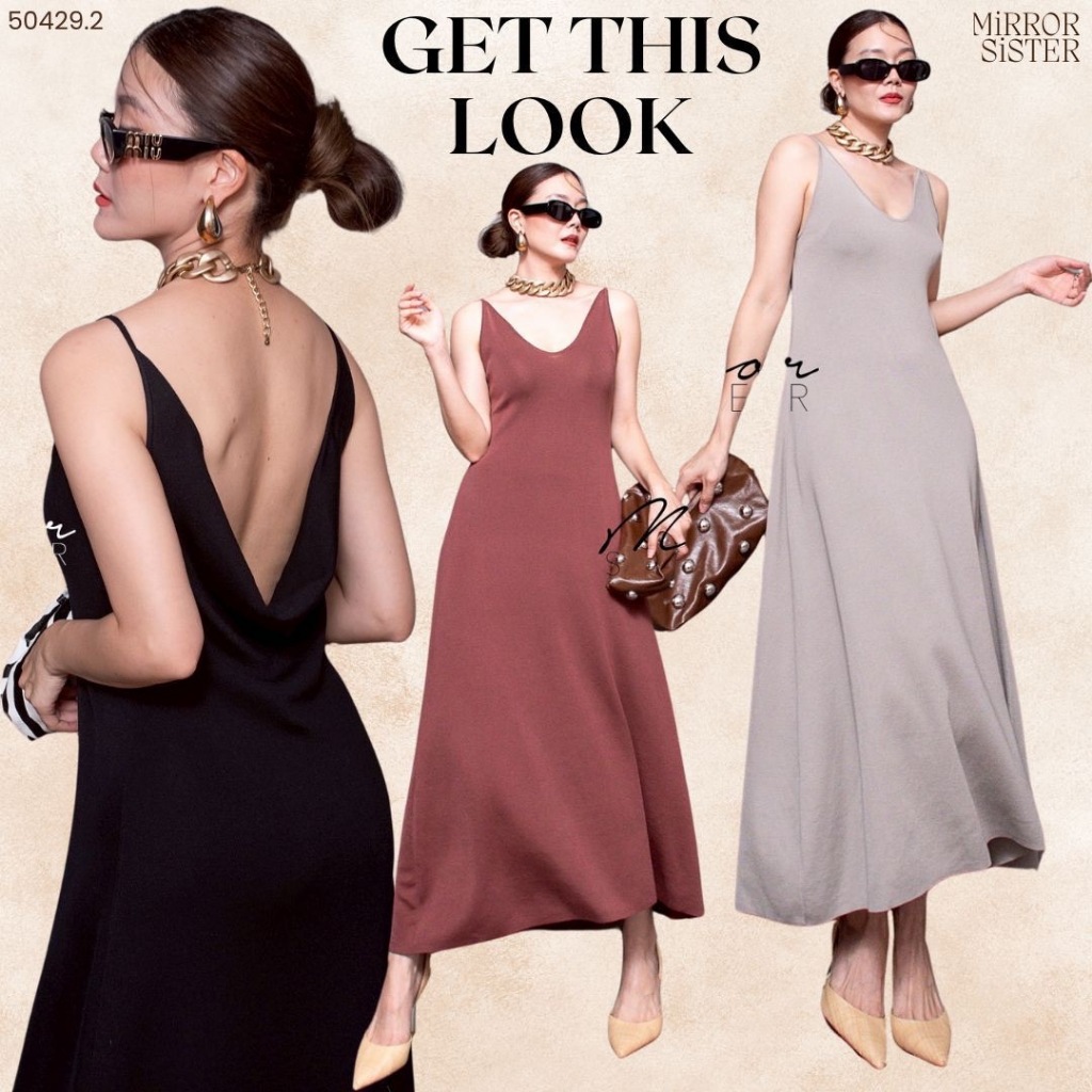 🎟️••MiRRoRSiSTER's VVip KNiT DReSS••  สวยคลาสสิกเกินต้าน..!! เดรสสายเดี่ยวคอV ด้านหลังVถ่วงลึกสวยมาก