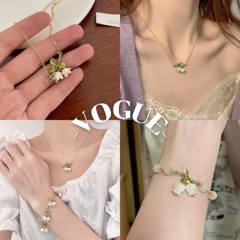 Vogue🌟พร้อมส่ง🌟 สร้อยข้อมืด สร้อยคอ ลายดอกไม้มินิมอล (BRL-8/BRL-9)