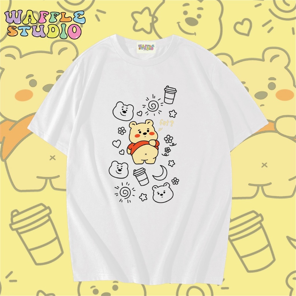 [ ส่งฟรี 🔥 ] WS0064 เสื้อยืดโอเวอร์ไซส์ เสื้อยืดเกาหลี ผ้าคอตตอน100% เสื้อยืดหมีพูห์  WAFFLE STUDIO