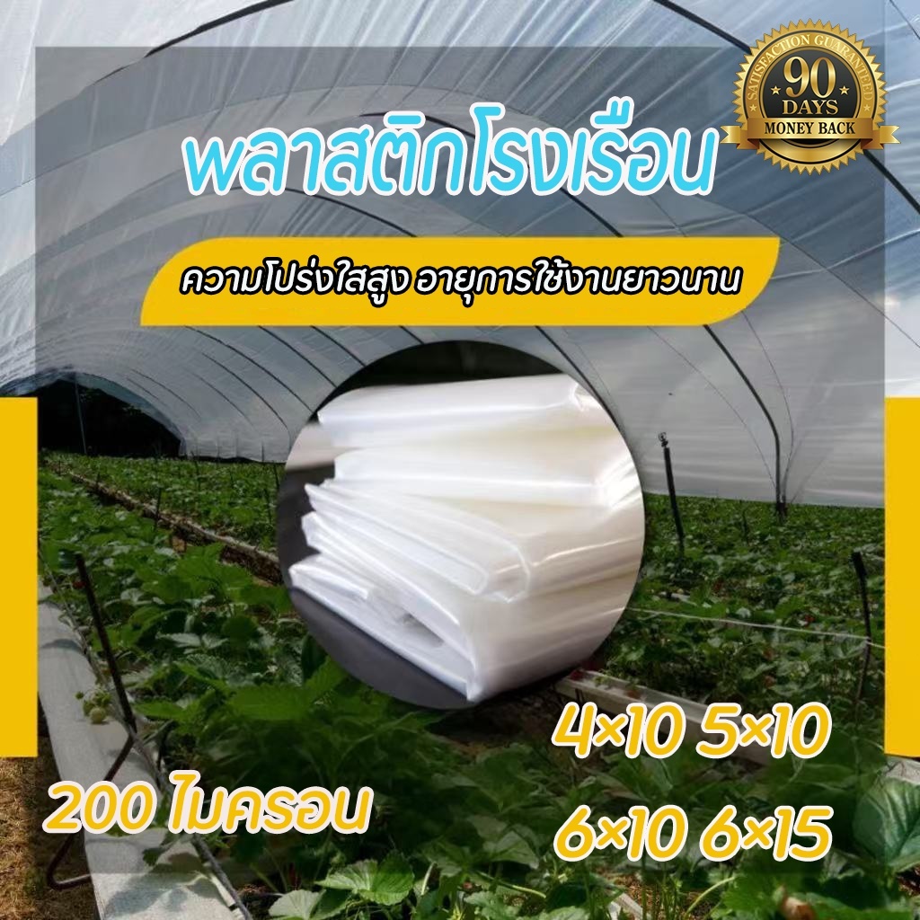 พลาสติกคลุมโรง พลาสติกคลุมโรงเรือน พลาสติกใสกันฝน กรีนเฮ้าส์ พลาสติกPE หนา 200ไมครอน UV7% กันน้ำ กันฝุ่น เหมาะสำหรับงานก