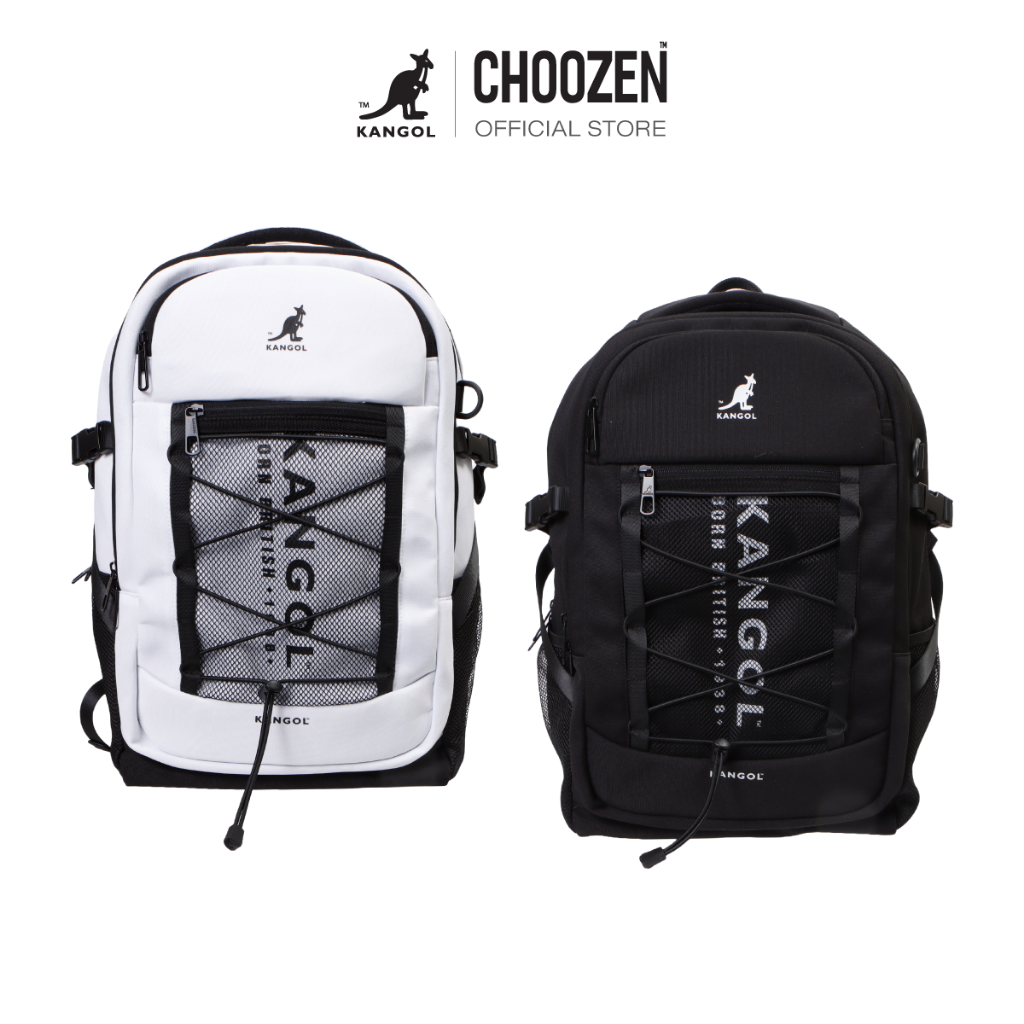 KANGOL Backpack กระเป๋าเป้ กระเป๋าสะพายหลังใส่โน๊ตบุ๊คได้ สีขาว , ดำ 64558741