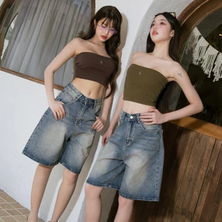 JARINYA (S-3XL) กางเกงยีนส์สามส่วน เอวสูง เนื้อผ้าดี ทรงสวย (JY1629)