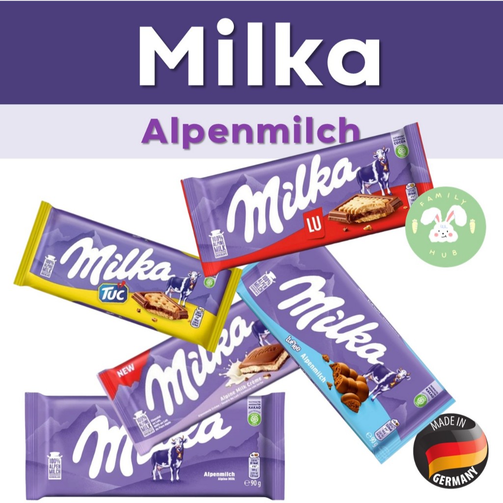 Milka Chocolate with Alpenmilch Creme, Milka  Caramel , Milka Noisette, Milka TUC ,LU ช็อคโกแลตนมสอด