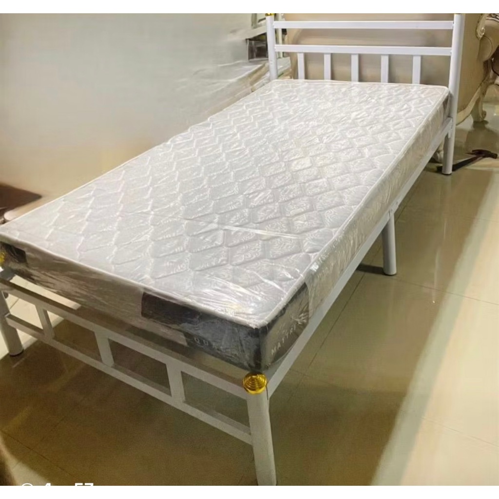 onehome ชูดเตียงเหล็กหัวตรงพร้อมที่นอนยาง PE หนา 4 นิ้วขนาด 6ฟุต / 5ฟุต / 3.5ฟุต สินค้าผลิตในไทย