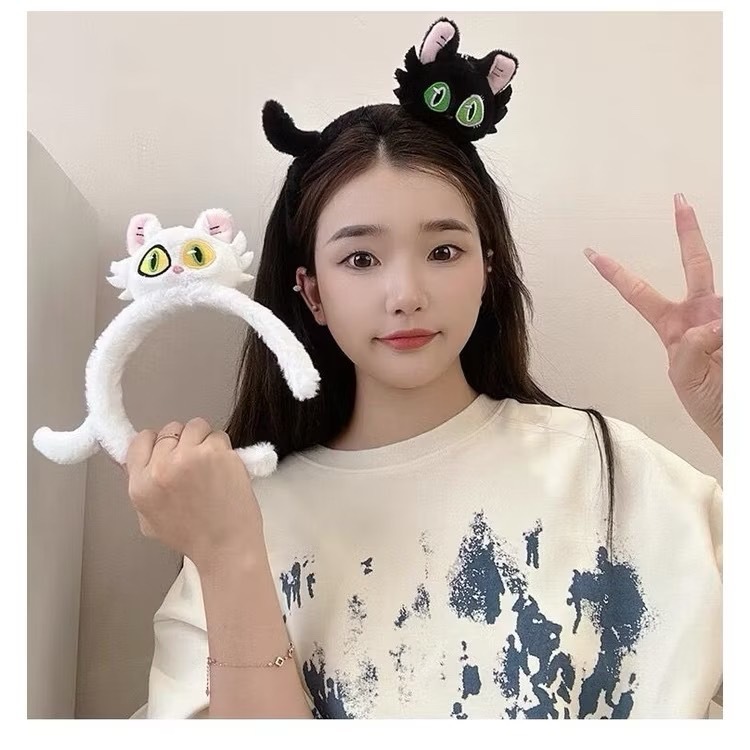 ที่คาดผมแมว แมวดำ แมวขาว แคท เครื่องประดับผม เหมียว Black White Cat Headband HBD Prop Party Cute