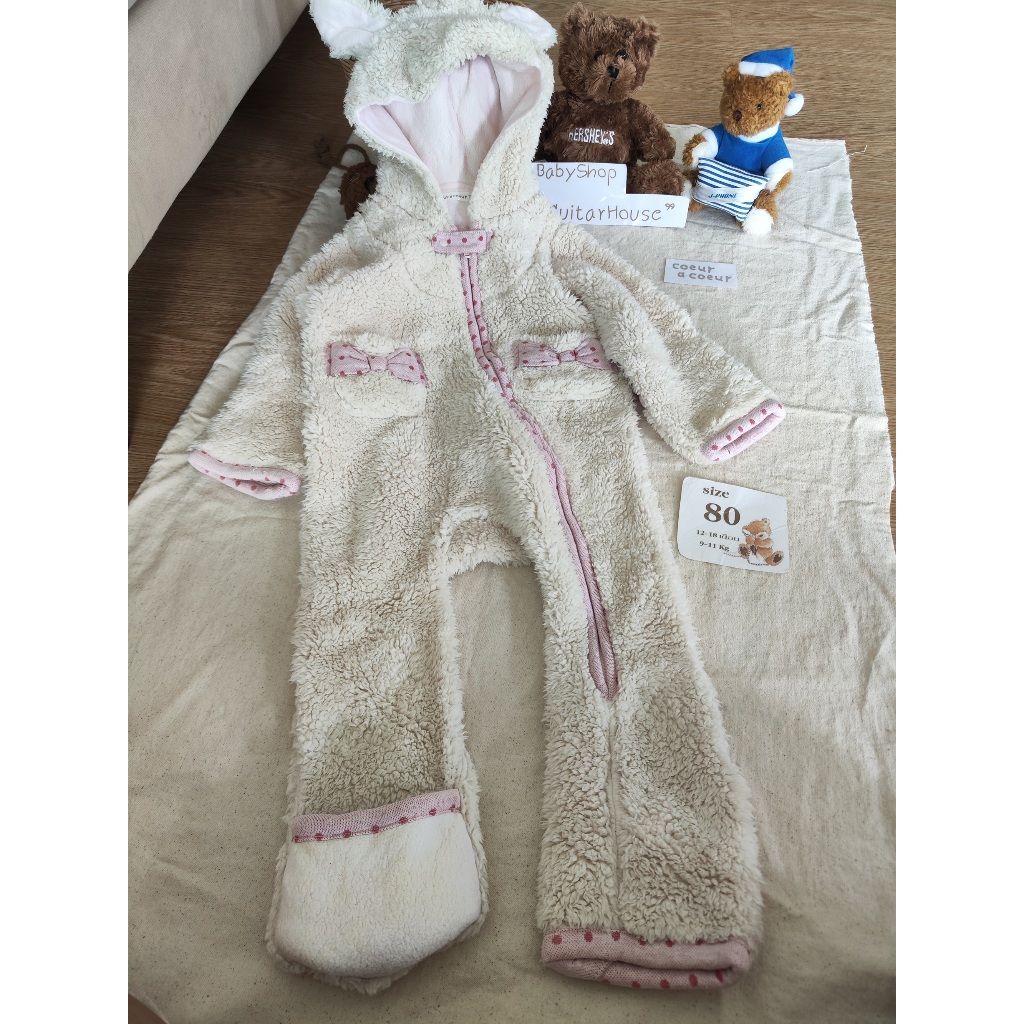 รอมเปอร์แฟนซีขนนุ่มแบรนด์ Coeur A Coeur รหัสR4143 ส่งต่อเสื้อผ้าเด็กแบรนด์ญี่ปุ่นมือสอง