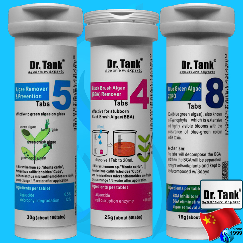 Dr.Tank Algae Remover / Black Algae / Blue Green Algae Tabs เม็ดกำจัดสาหร่ายเขียว สาหร่ายดำ cyano น้