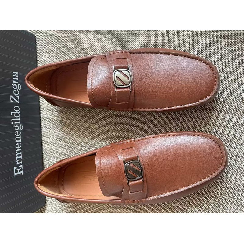 do** รองเท้าหนังวัว Zegna LEATHER GALA SLIP-ON SHOES หนังนุ่มมาก ของผู้ชาย สินค้าใหม่ ของแท้