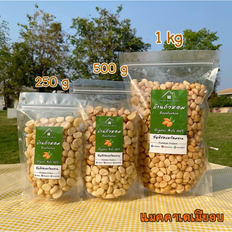 แมคคาเดเมียซีกอบ 250g/500g/1kg (ไม่เนย ไม่เกลือ)
