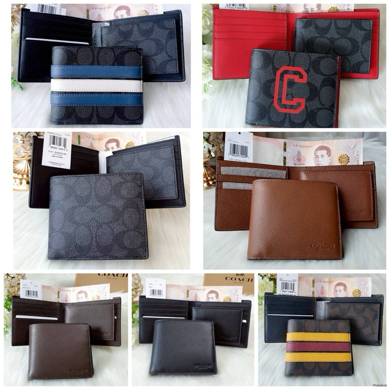(จัดโปรกี้แถมกล่องให้ค่ะ)กระเป๋าสตางค์ ชาย  แบบหนา แบบมีไส้ COMPACT ID 3 in 1 WALLET IN SIGNATURE CW380 CR905 CR911