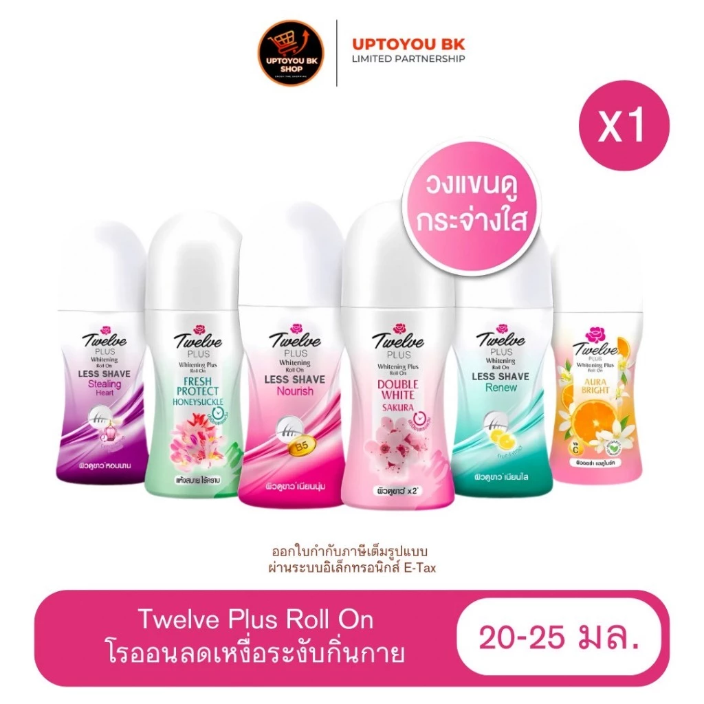 ( โรลออน 12 plus) Twelve Plus โรลออน ทเวลฟ์ พลัส ลดเหงื่อ ระงับกลิ่นกายสำหรับผู้หญิง ติดทนยาวนาน 12 ชม. ขวด 20-25 มล.