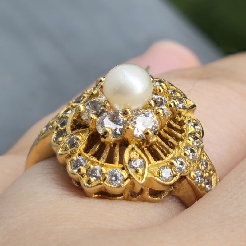 VALERIAN - Pearl Ring - Queen Crown ไข่มุกแท้เคลือบทองคำ 24 k