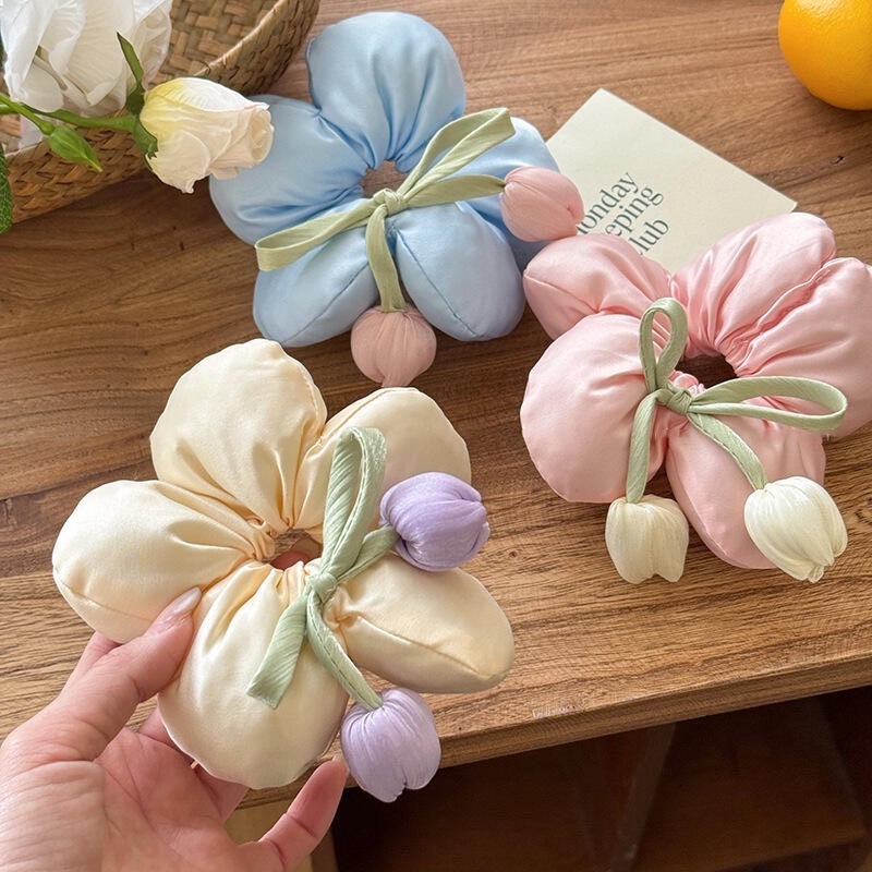 พร้อมส่ง!🇹🇭 ราคา/ชิ้น ยางมัดผมโดนัทผ้ากลีบดอกไม้ นุ่มนิ่ม ฟูฟ่อง ยางมัดผมขนาดใหญ่ มัดแน่น คุณภาพพรีเมียม เนื้องานเกาหลี