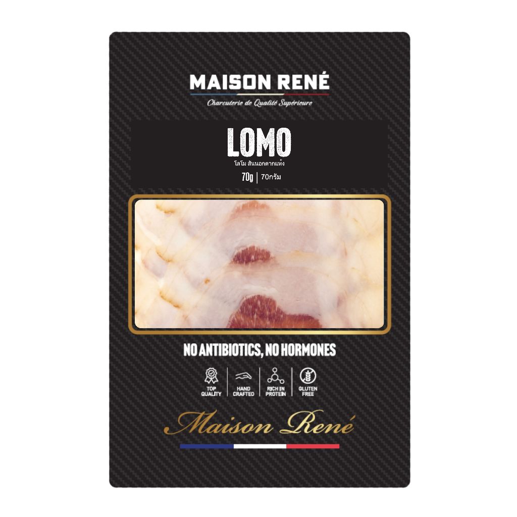 Spicy Lomo Cold Cut Sliced 70g, Lonzo Pork Loin Artisan charcuterie made in Thailand โลโม ไส้กรอกหมู