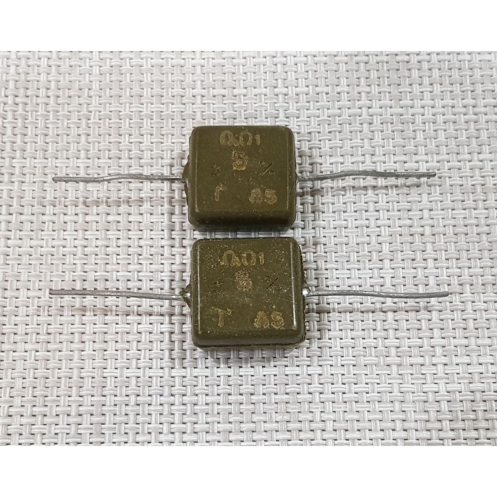Silver Mica Capacitor คาปาซิเตอร์ 10nf 0.01uf 250 V. 5% KSO-5 Audio Amplifier จากรัสเซีย ขายเป็นคู่