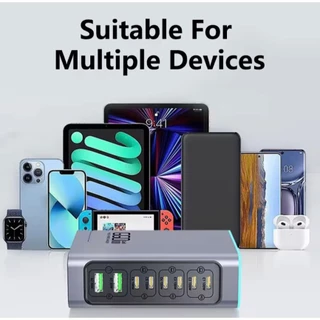 F8L 660W GaN Charger PD100 แฟลชชาร์จแท็บเล็ตโทรศัพท์มือถือเดสก์ท็อป 8 พอร์ต Multi-Charging Station