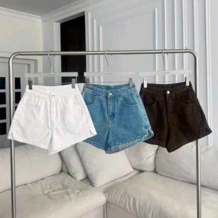 PT32161 กางเกงยีนส์ขาสั้นแต่งปลายขา PROMTHONG