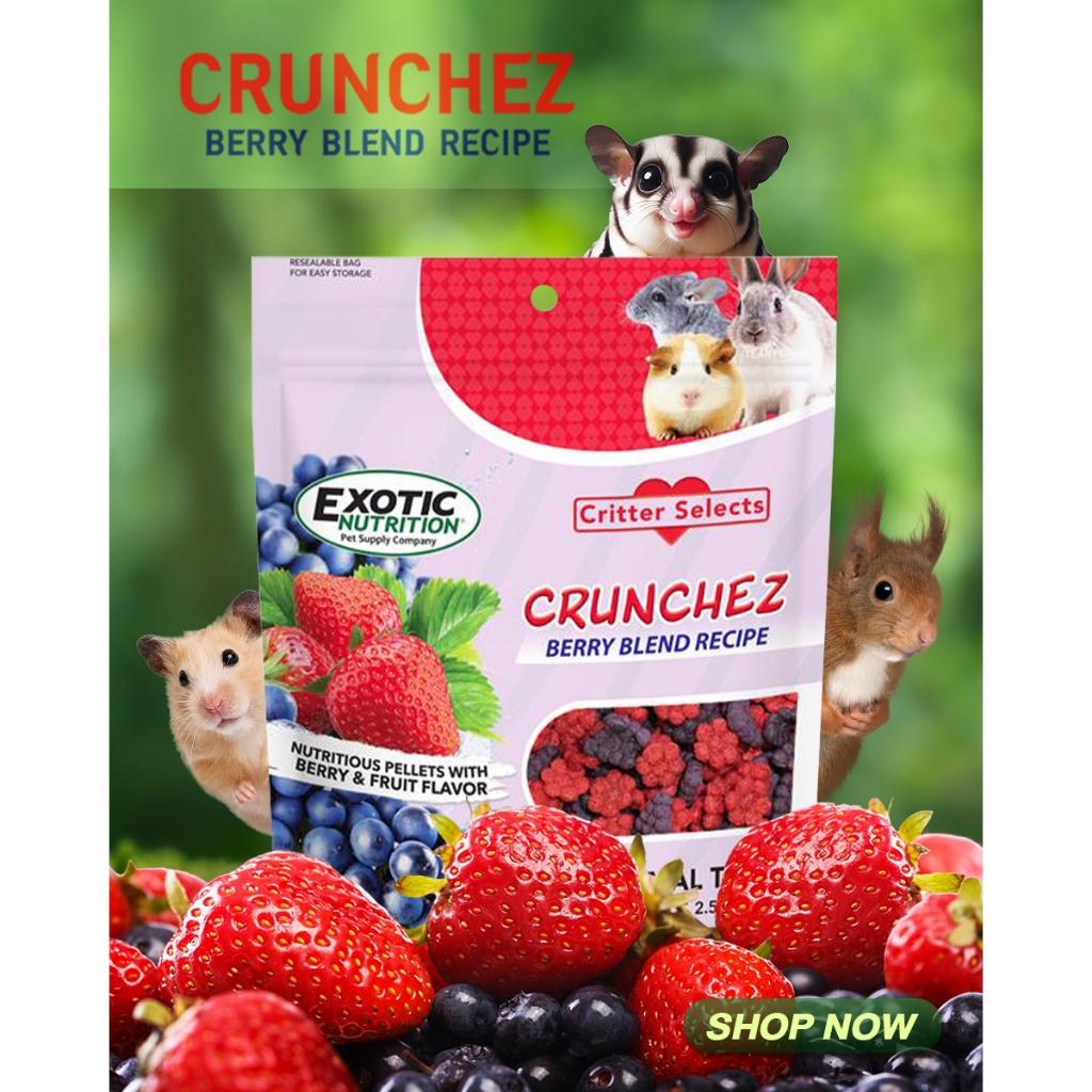 Exotic Nutrition - CRUNCHEZ Berry Blend Treat 70 กรัม. เบอร์รี่รวม อาหารสำหรับ สัตว์กินพืช 70 กรัม.