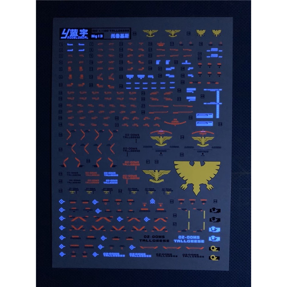 ดีคอลน้ำ [LANYU] MG 13 [1] MG 1/100 TALLGEESE GUNDAMWATER SLIDE DECAL FLUORESCENT WHITE MG13 - รูปที่ 2